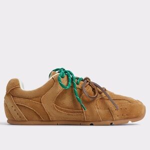 Aldo Brown Suede Sneakers with Green Laces